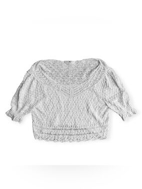 Natural Life Knit Lace Crop Top Swim Beach Cover Up Size XL Cream White Coquette